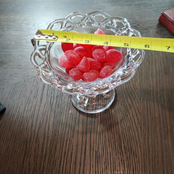 Candy Dish, reticulated in crystal on a stand, very cheerful & bright. - Picture 1 of 5
